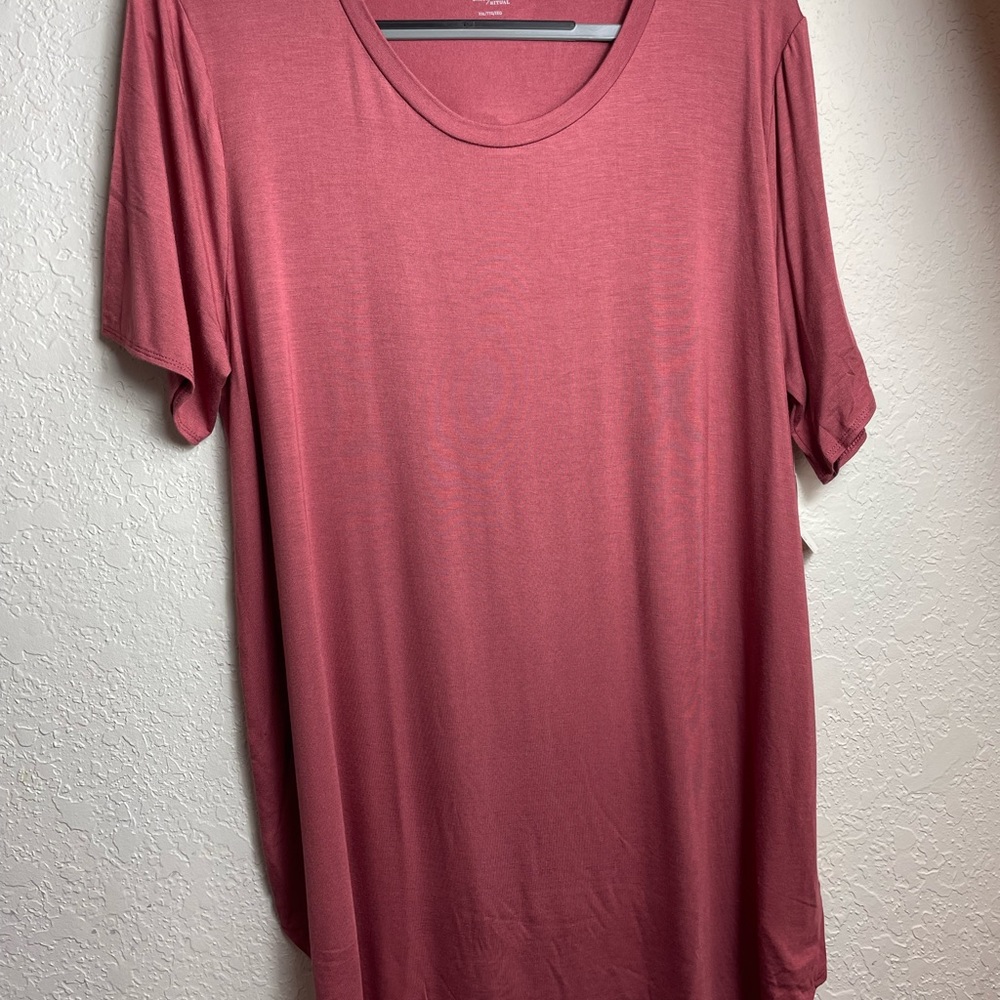 Daily Ritual Jersey Standard-Fit Short-Sleeve Long-Line Scoopneck T-Shirt Sz XXL